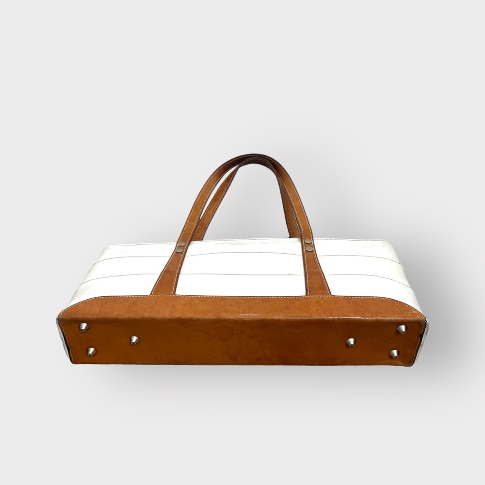 Maxx New York Cream and Tan Leather East West 90s Y2K Retro Shoulder Purse Bag - Picture 3 of 7